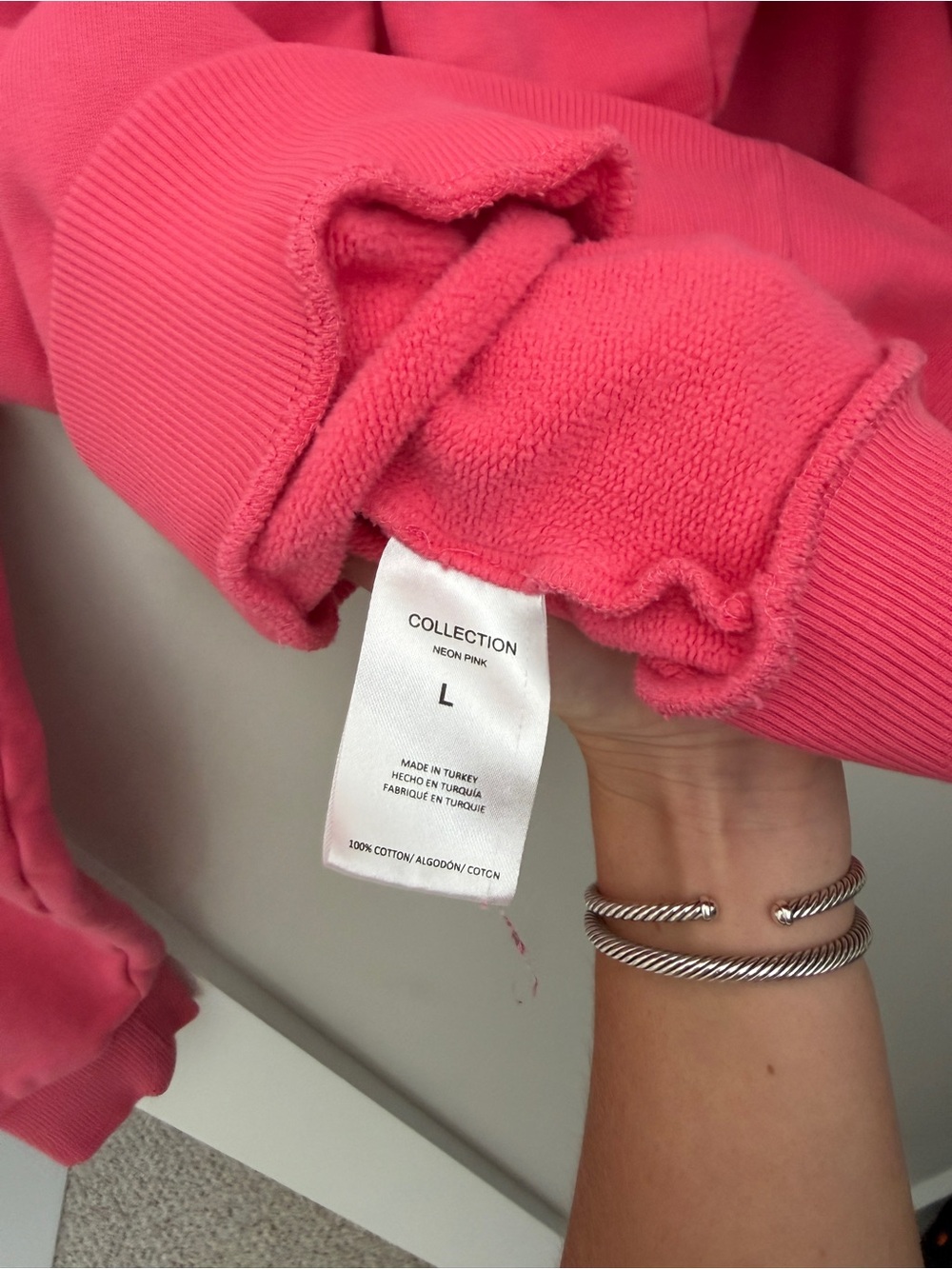 Favorite Daughter Hot Pink Crewneck with Neon Yellow-Green Lettering - Picture 4 of 4